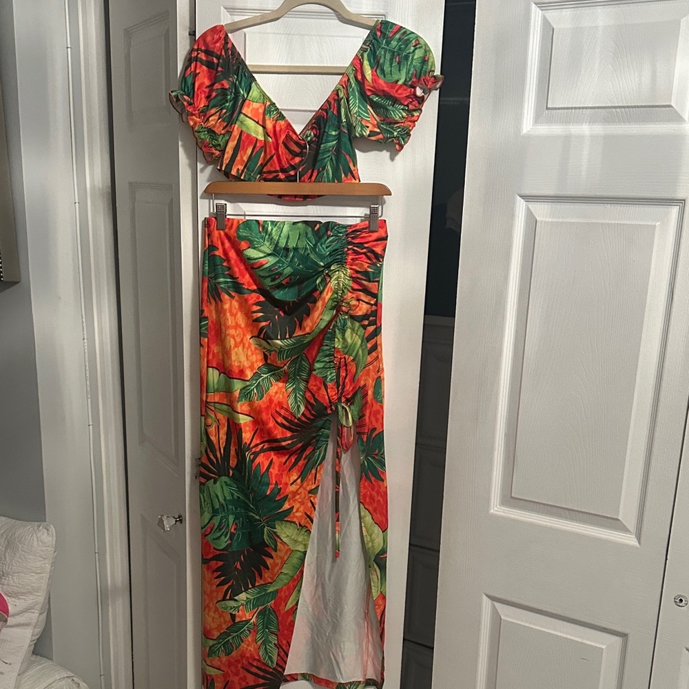 Tropical Leaf Print Jumpsuit